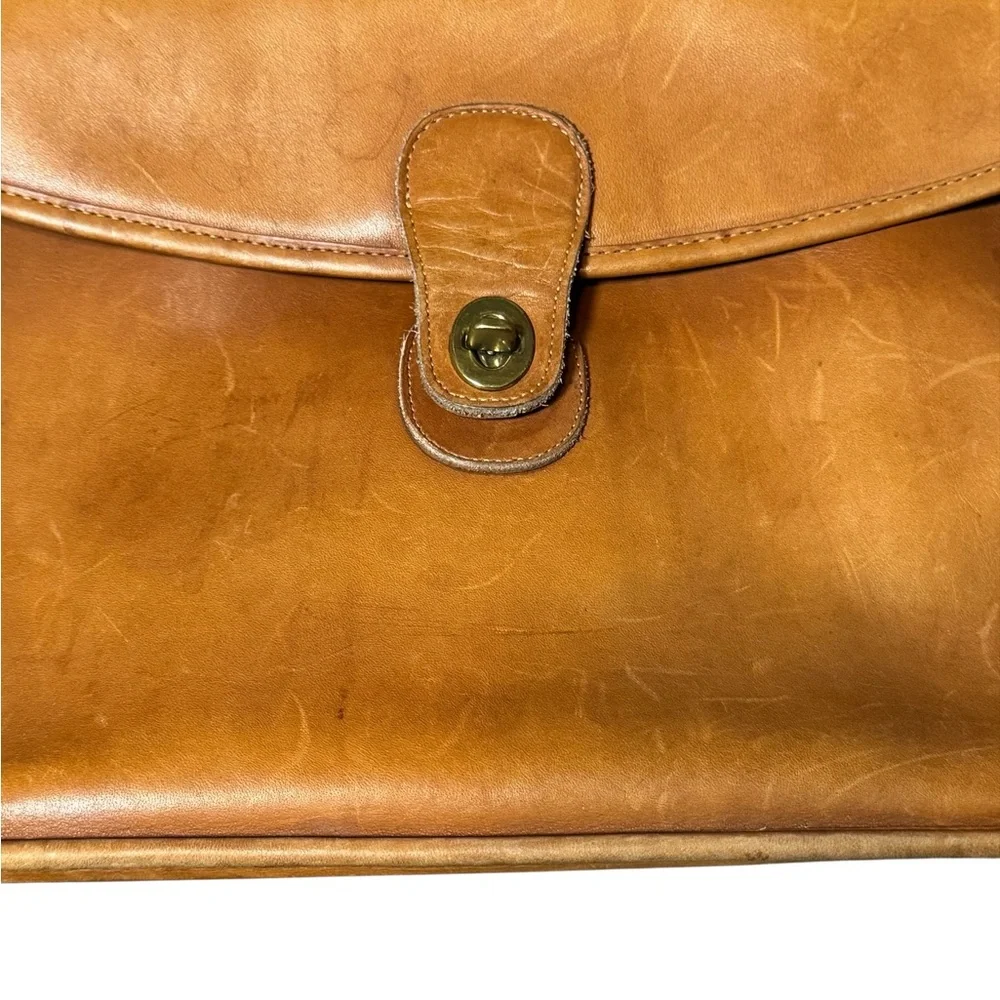 Vintage Coach Beekman Briefcase Tan Leather Laptop Shoulder Bag Crossbody - Picture 9 of 13